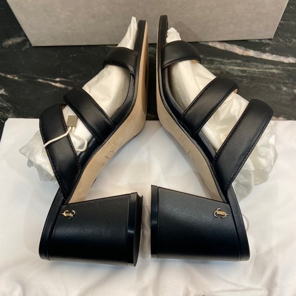 New sz 8-8.5 / 39 Jimmy Choo Black Leather Auna Mule Open Toe Sandal Shoes - Picture 6 of 16